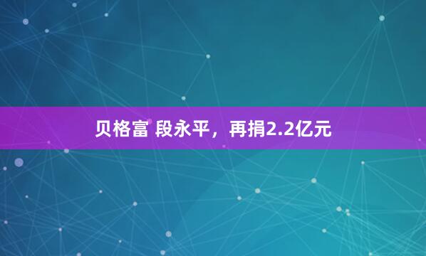 贝格富 段永平，再捐2.2亿元